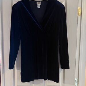 Women's Deep Blue Velvet Blouse